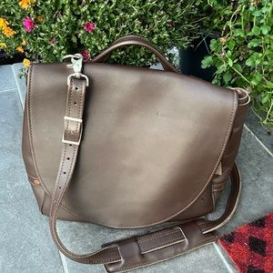 Stickman Leather Mail bag in chocolate brown leather